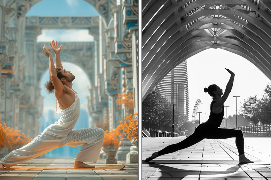 Tập yoga hỗ trợ cân bằng nội tiết tố. Ảnh: AI - Thiện Nhân
