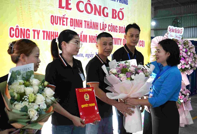 Thành lập công đoàn cơ sở có 160 đoàn viên ở Hải Phòng