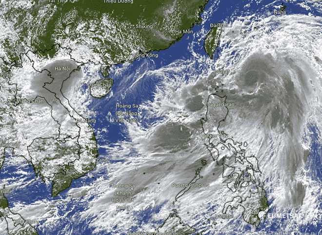 Tropical depression weakened from storm No. 2 but still caused heavy rain in many areas. Photo: WINDY