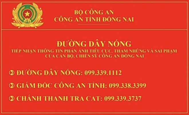 Công an Đồng Nai công bố 3 số điện thoại đường dây nóng