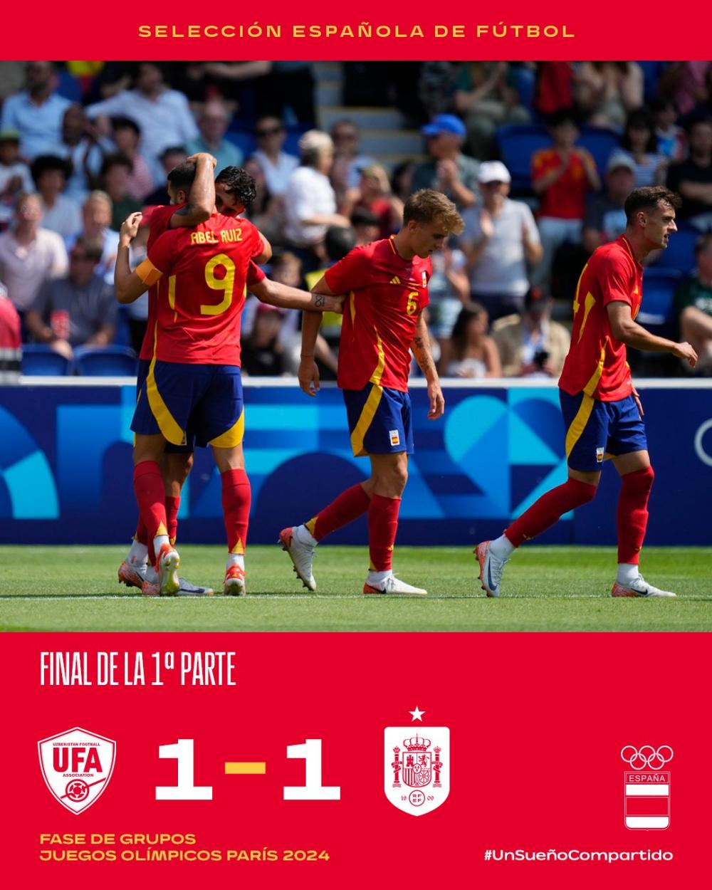 The first half ended with the score 1-1. Photo: Spanish Football Federation