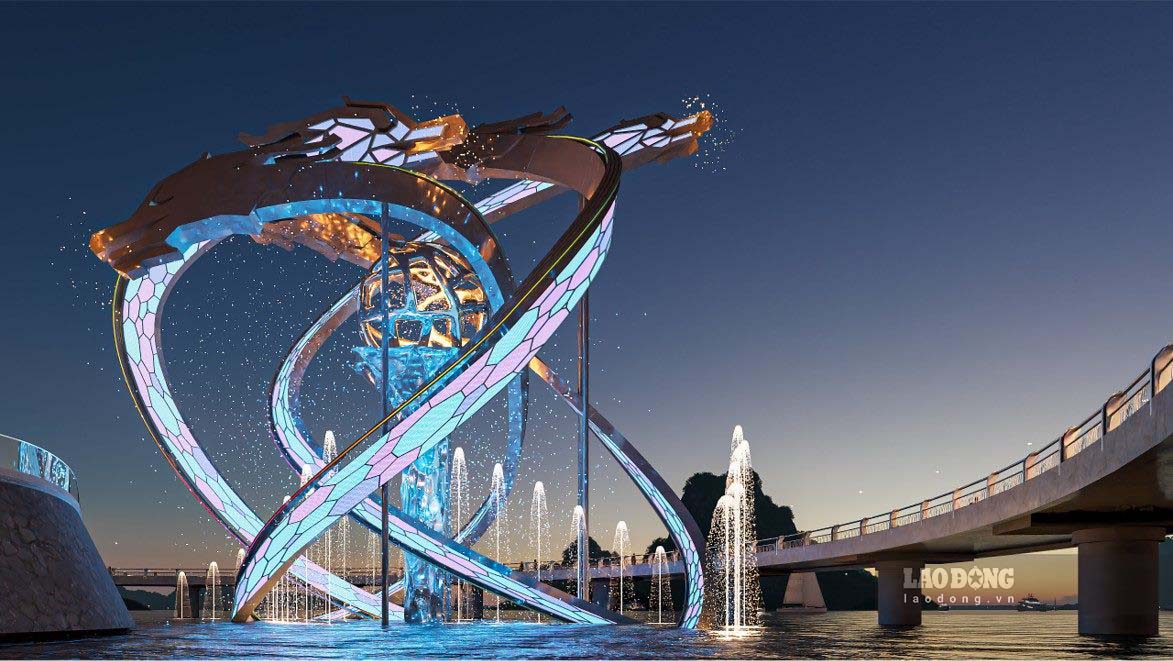 Previously, Ha Long City proposed 4 plans to build a symbol to create a highlight in the city center, including the plan "Ha Long Bay - Dragon land", with 5 dragons intertwined, reaching up to 30m.