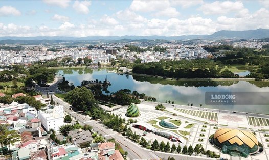 Quảng trường Lâm Viên nhìn từ trên cao. Ảnh: Linh Linh