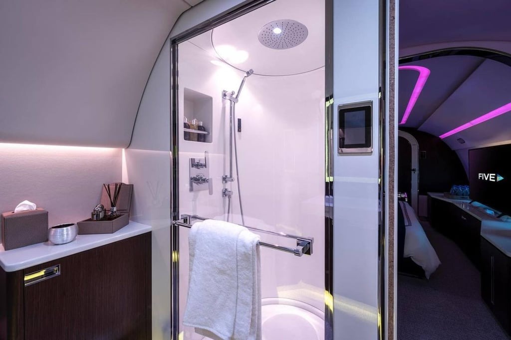 Fully equipped bathroom like a mobile hotel in the air. Photo: Five Hotels and Resorts