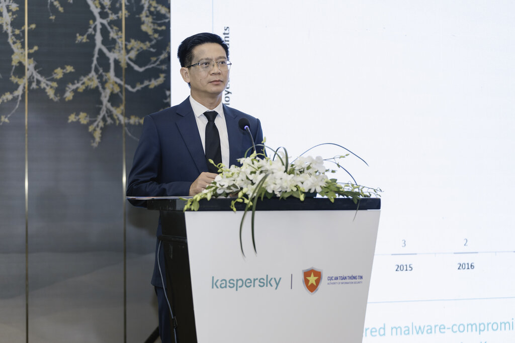 Ông Lê Văn Tuấn - Cục trưởng Cục ATTT - phát biểu tại buổi tập huấn. Ảnh: Kaspersky