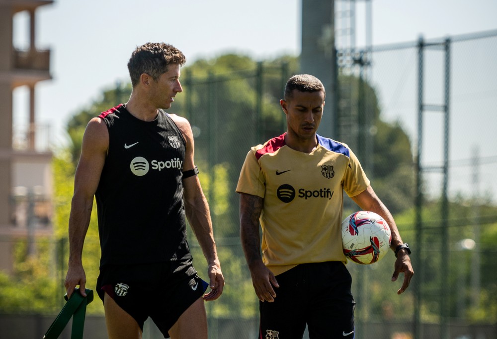 Coach Flick's coaching staff will include Thiago Alcantara (right). Photo: FC Barcelona