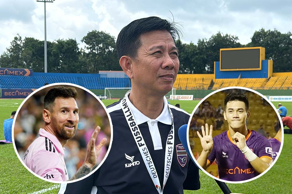 Huấn luyện viên Hoàng Anh Tuấn chọn Messi đá cặp với Tiến Linh. Ảnh: Thanh Vũ