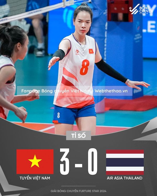 The Vietnamese women's volleyball team defeated the Air Asia Thailand team with a score of 3-0. Photo: Vietnam Volleyball