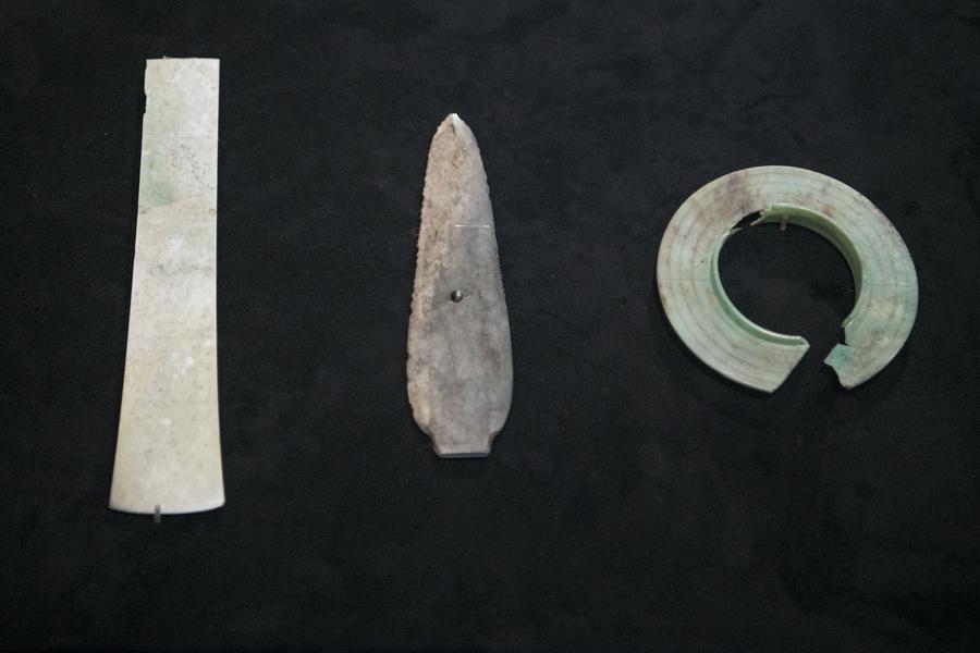 Jade artifacts were discovered at Sanxingdui site, Sichuan province, China. Photo: Xinhua