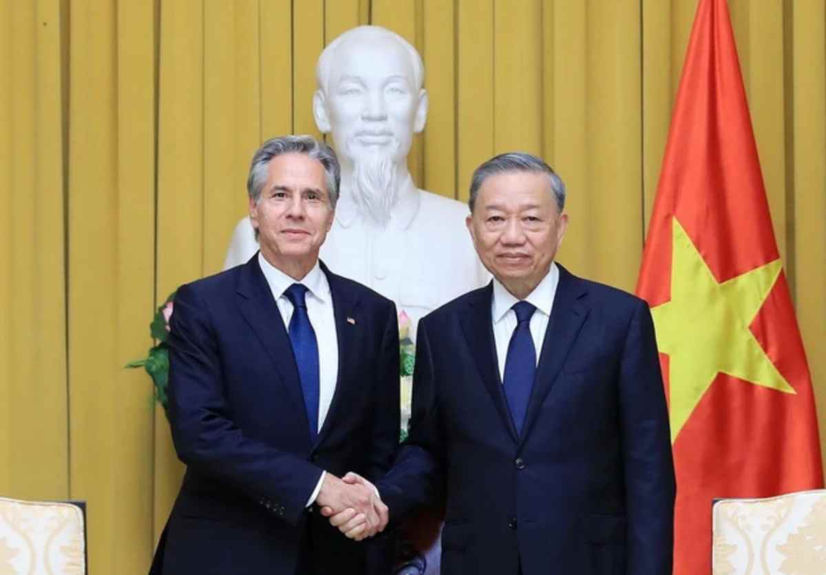 Chủ tịch nước Tô Lâm tiếp Ngoại trưởng Mỹ Antony Blinken. Ảnh: TTXVN