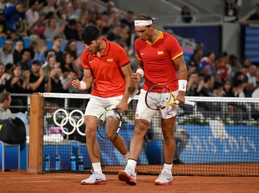 Rafael Nadal and Carlos Alcaraz won tickets to the second round of the men's doubles event. Photo: ITF