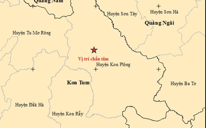 Động đất diễn ra ngày 28.7 ở Kon Tum. Ảnh: Ảnh: Trung tâm Báo tin động đất và cảnh báo sóng thần - Viện Vật lý Địa cầu
