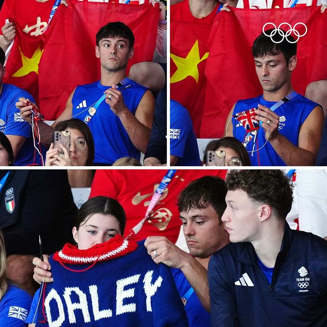 Hình ảnh “mỹ nam nhảy cầu” đan len gây sốt. Ảnh: Instagram Olympic