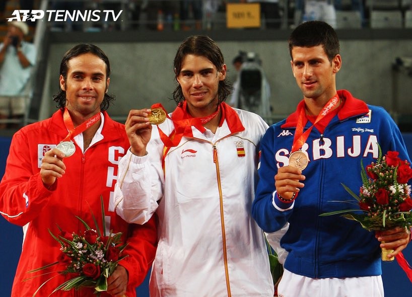 Nadal thắng Djokovic trong lần gặp nhau duy nhất tại Olympic vào năm 2008. Ảnh: Tennis TV