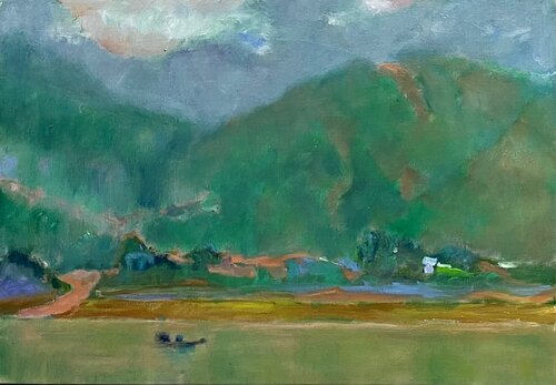 Tác phẩm "Sông Đà" (sơn dầu trên vải) của họa sĩ Phạm Văn Trọng. Ảnh: BTC