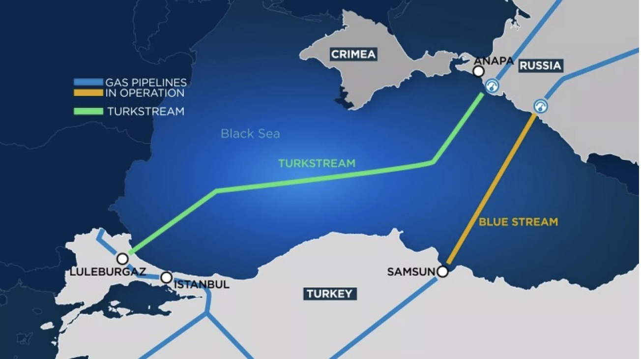 Map of the TurkStream and Blue Stream gas pipeline systems. Photo: TurkStream