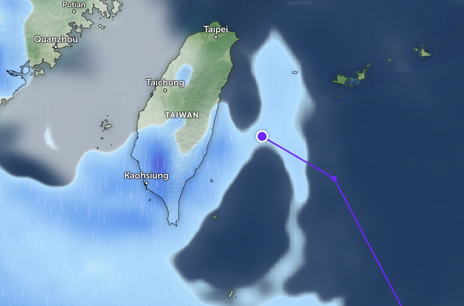 The tropical depression near the South China Sea is expected to cause rain in Taiwan (China) in the first two days of the week. Photo: Zoom Earth