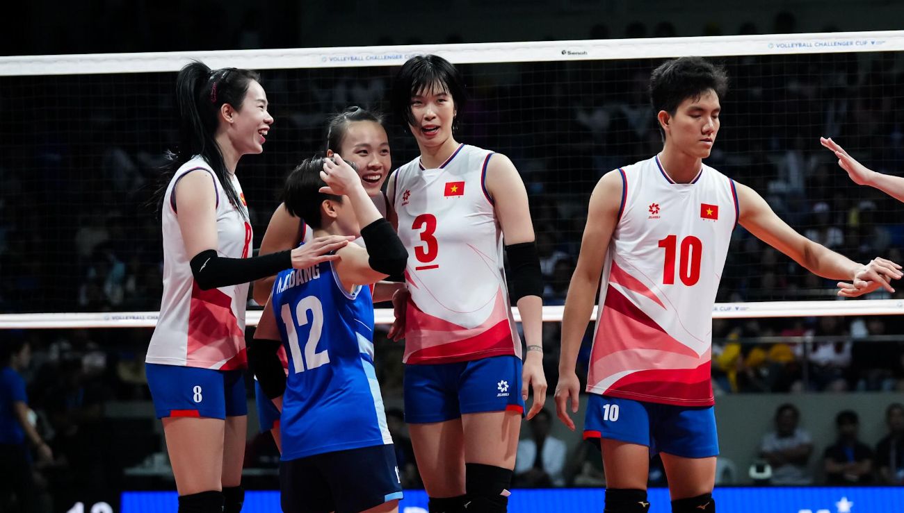 Thanh Thuy (number 3) is included in the list of Vietnam women's volleyball team for the first leg of SEA V.League 2024. Photo: FIVB