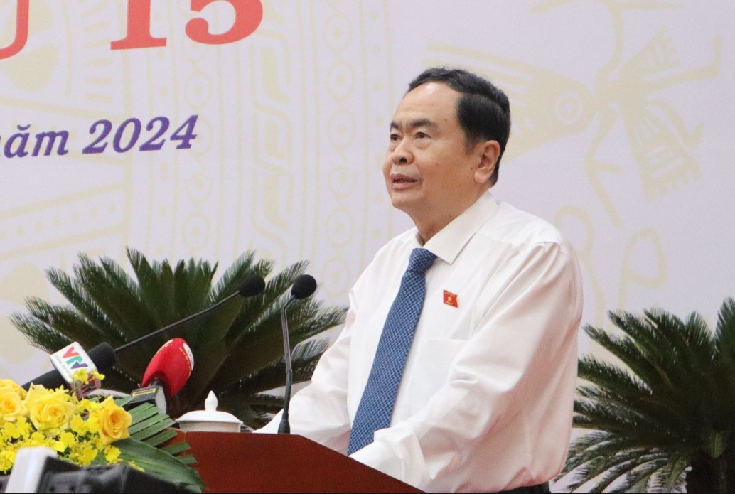 Chủ tịch Quốc hội Trần Thanh Mẫn đã phát biểu chỉ đạo tại kỳ họp thứ 15, HĐND tỉnh Bình Phước. Ảnh: Dương Bình