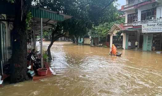 Mưa lớn gây ngập úng tại Hà Giang. Ảnh: Nguyễn Mạnh