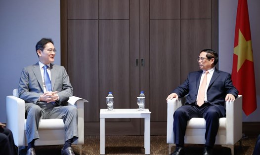 Thủ tướng Chính phủ Phạm Minh Chính tiếp ông Lee Jae Yong, Chủ tịch Tập đoàn Samsung. Ảnh: VGP
