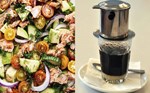 Kết hợp cà phê và salad cá hồi giúp tăng trao đổi chất, đốt mỡ bụng