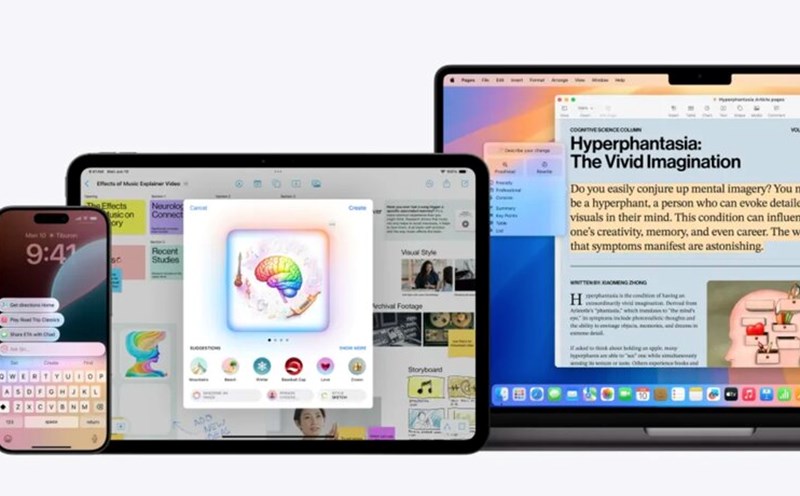 Bộ công cụ tính năng tích hợp trí tuệ nhân tạo của Apple. Ảnh: Apple