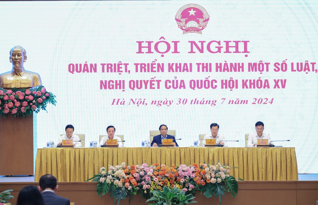 Hội nghị quán triệt, triển khai thi hành một số luật, nghị quyết của Quốc hội khóa XV. Ảnh: Nhật Bắc