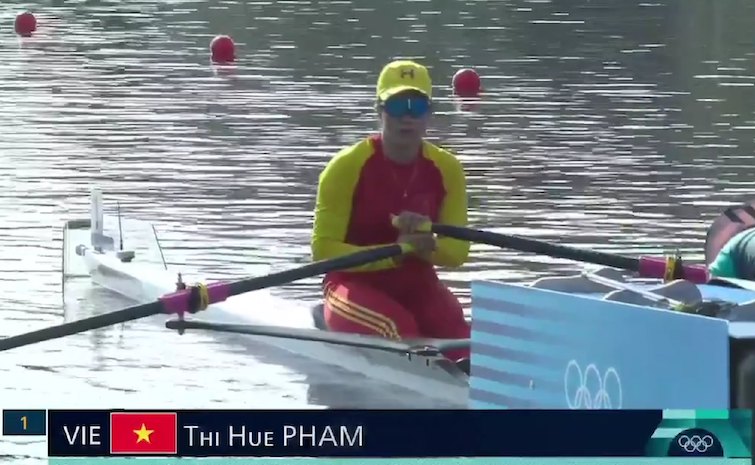 Phạm Thị Huệ dừng bước tại tứ kết môn rowing Olympic 2024. Ảnh: Cắt từ video