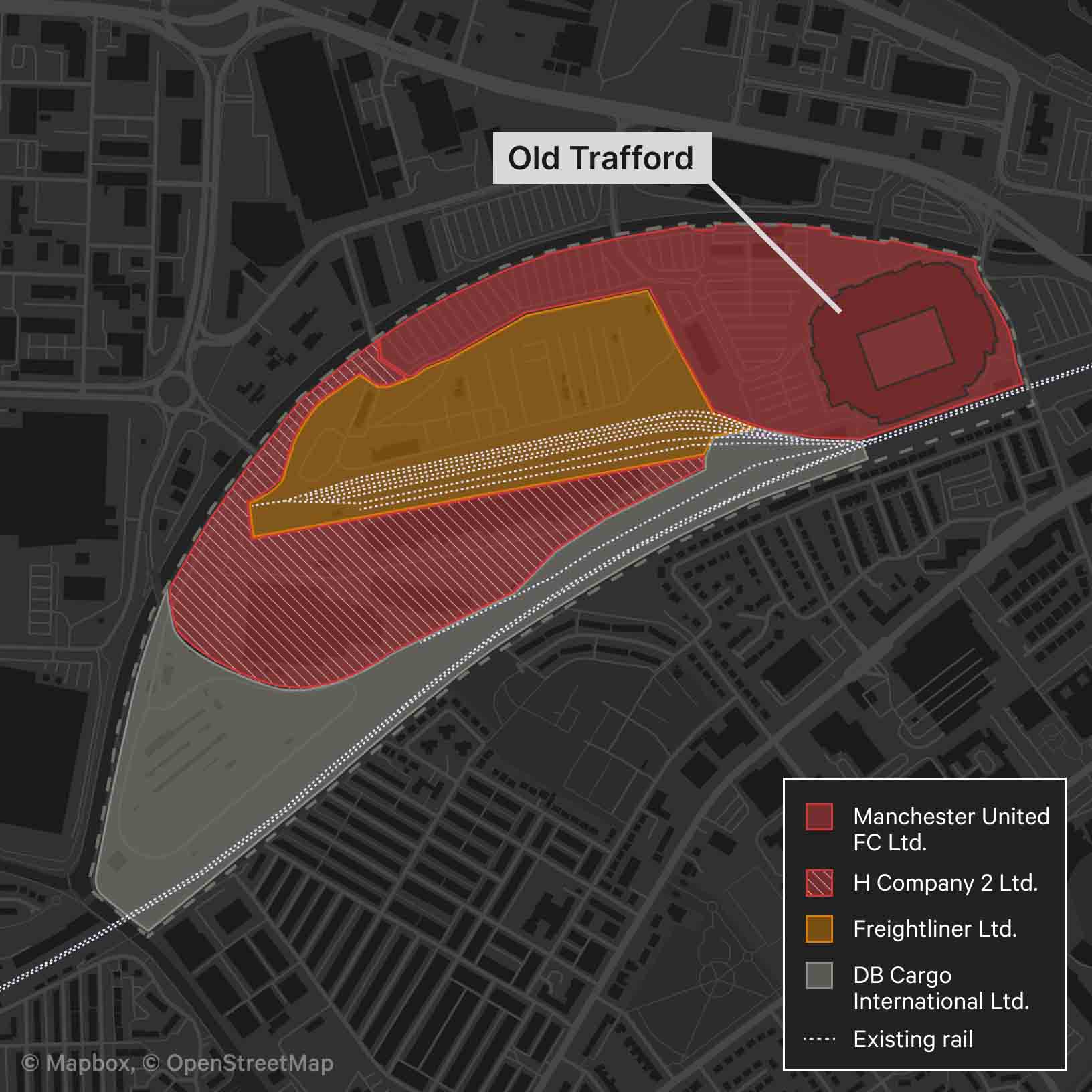 If the new construction option is chosen, Old Trafford will be located at this site. Photo: The Athletic