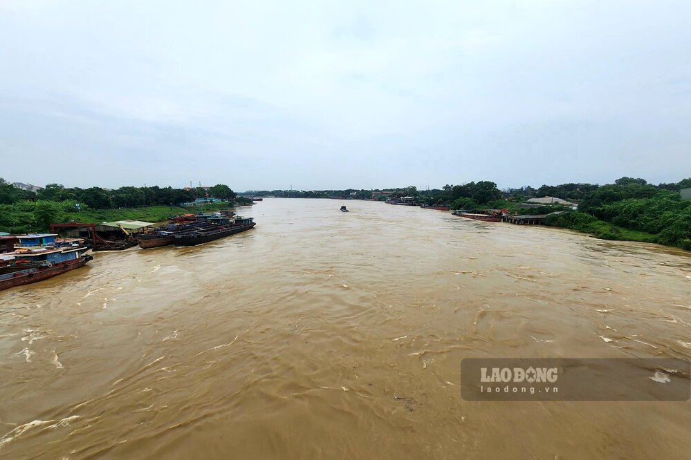 There is a high risk of flooding in low-lying riverside areas lasting many days, flash floods on small rivers and streams, and landslides on steep slopes in the Northern mountainous region. Photo of Lo River (Viet Tri).