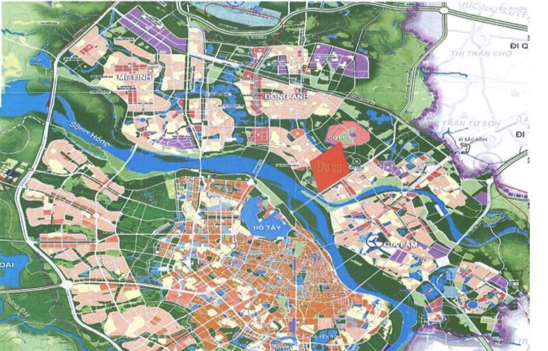 Vị trí dự án trong định hướng phát triển đô thị trung tâm thành phố Hà Nội. Ảnh: ĐTM