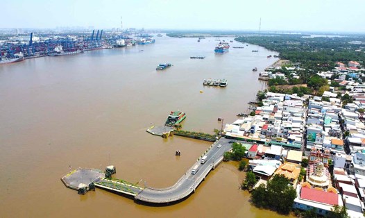 Vị trí xây cầu Cát Lái tại phà Cát Lái hiện hữu nối Nhơn Trạch (Đồng Nai) và TP Thủ Đức (TPHCM). Ảnh: HAC
