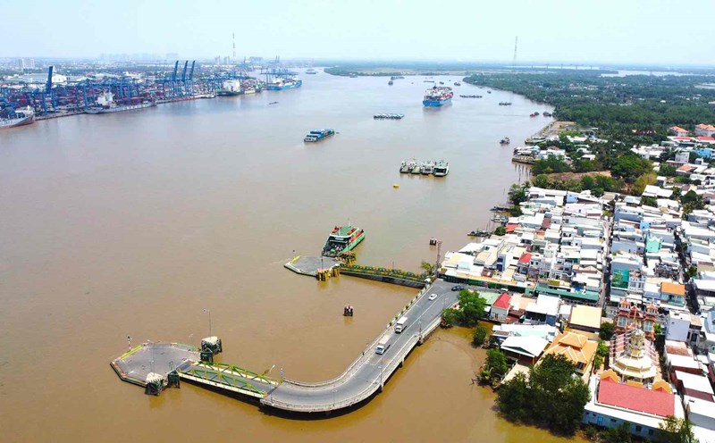 Vị trí xây cầu Cát Lái tại phà Cát Lái hiện hữu nối Nhơn Trạch (Đồng Nai) và TP Thủ Đức (TPHCM). Ảnh: HAC