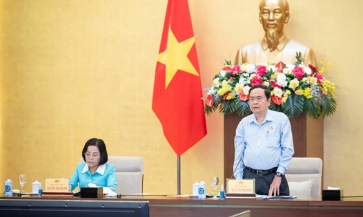 Ủy viên Bộ Chính trị, Chủ tịch Quốc hội Trần Thanh Mẫn chủ trì buổi làm việc với Ủy ban Văn hóa, Giáo dục, Ủy ban Xã hội và Ban Công tác đại biểu. Ảnh: Quốc hội