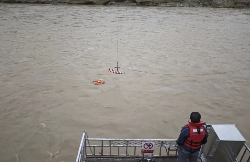 The Yellow River in China during the first flood of this year. Screenshot of Global Times