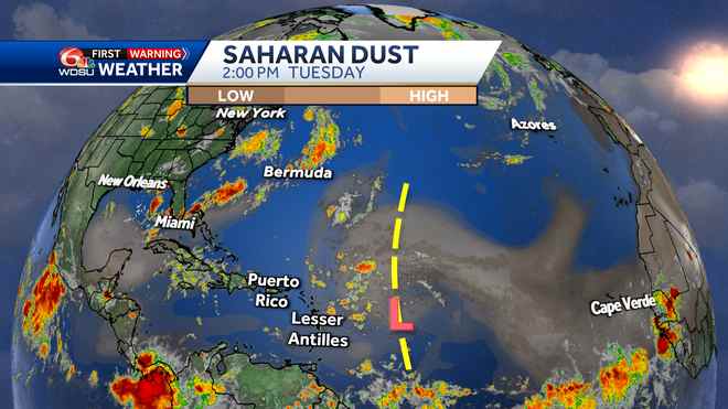 Saharan dust is moving across the Atlantic Ocean. Photo: WDSU News