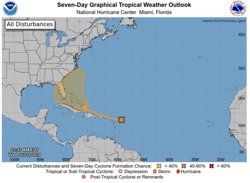 The latest storm of this year's storm season is forming. Photo: US National Hurricane Center