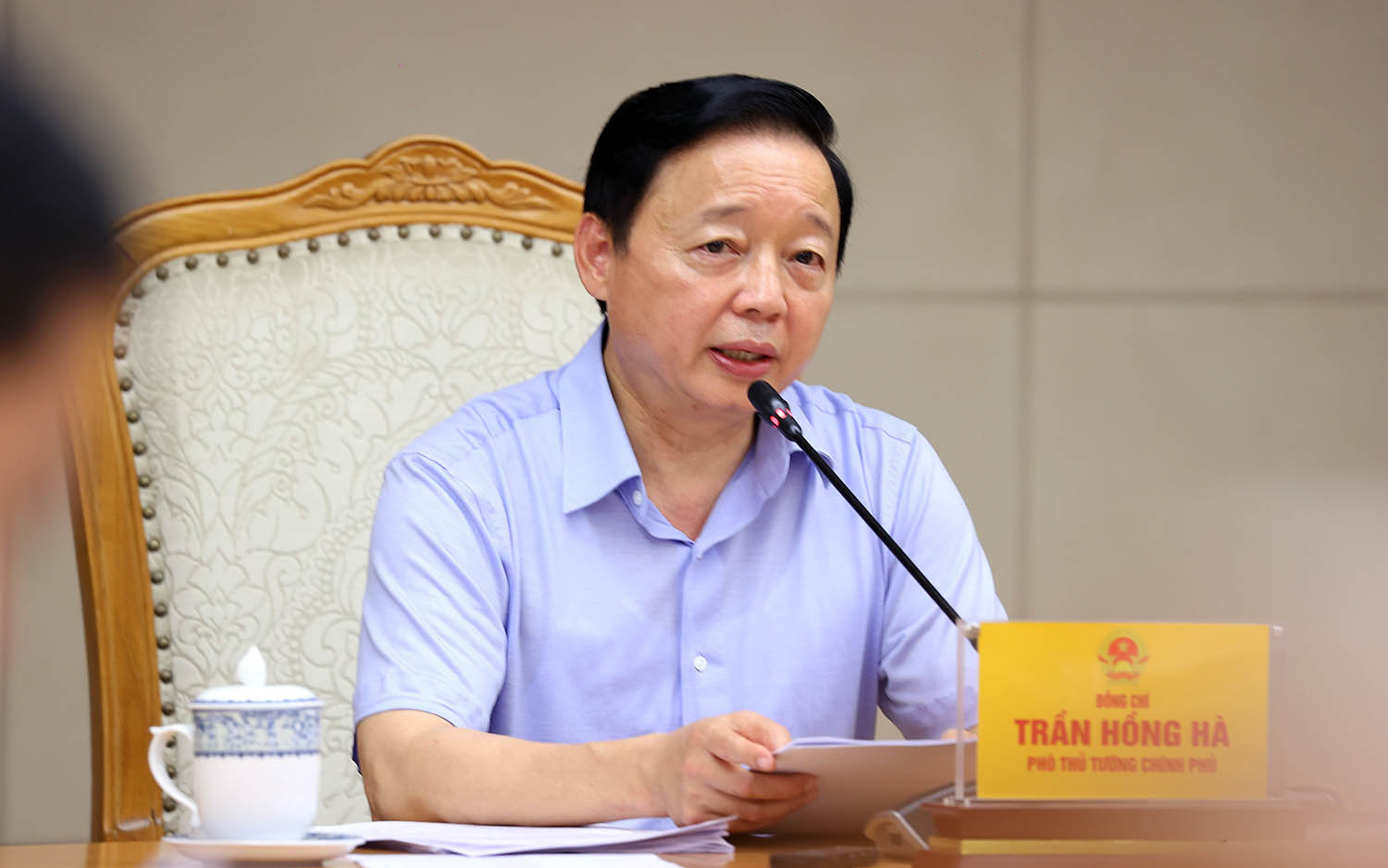 Phó Thủ tướng Chính phủ Trần Hồng Hà chủ trì họp về dự án đầu tư sân bay Long Thành. Ảnh: VGP 