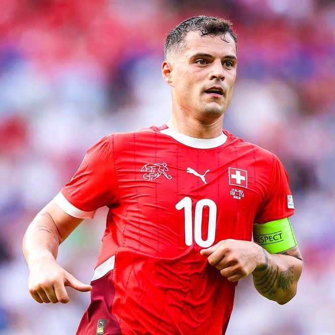 Xhaka của tuyển Thụy Sĩ là 1 trong những tiền vệ chơi hay nhất tại EURO 2024. Ảnh: Twitter BR