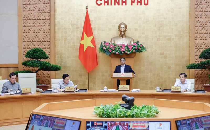 Thủ tướng Chính phủ Phạm Minh Chính phát biểu tại phiên họp Chính phủ thường kỳ tháng 6 và hội nghị Chính phủ với các địa phương. Ảnh: VGP