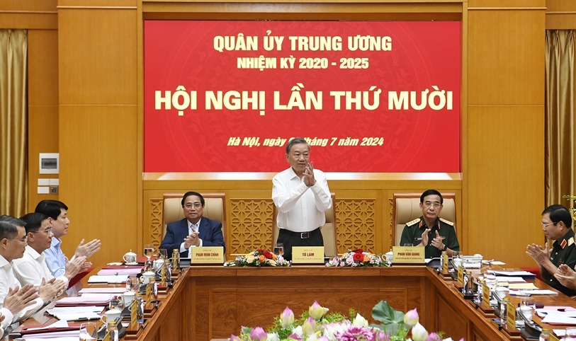 Chủ tịch nước Tô Lâm dự Hội nghị Quân ủy Trung ương. Ảnh: Bộ Quốc phòng