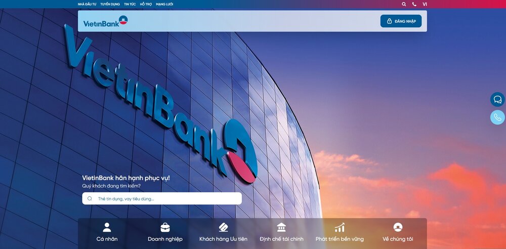 Trang chào ấn tượng biểu đạt vị thế và bản sắc của VietinBank. Ảnh: VietinBank