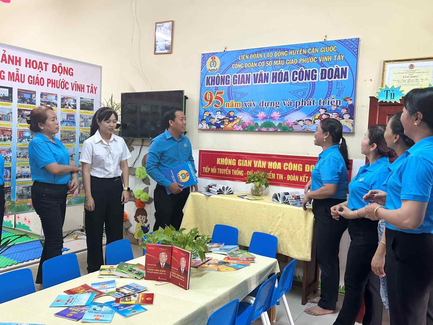 Không gian văn hóa Công đoàn ở Trường Mẫu giáo Phước Vĩnh Tây, xã Phước Vĩnh Tây, huyện Cần Giuộc. Ảnh: Kỳ Quan