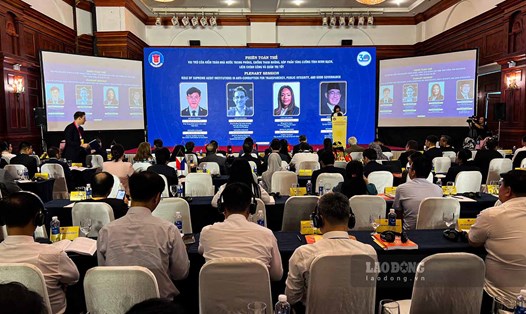 Quang cảnh hội thảo quốc tế do Kiểm toán Nhà nước Việt Nam tổ chức.