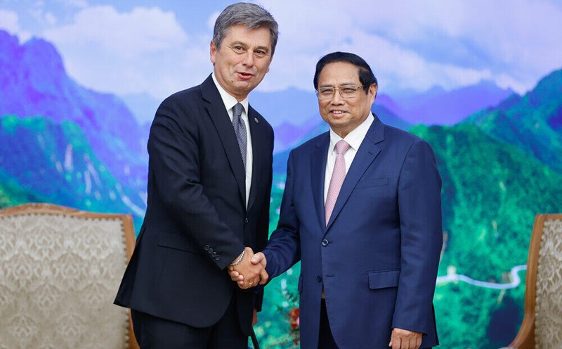 Thủ tướng Chính phủ Phạm Minh Chính đánh giá cao FIATA đã hỗ trợ tổ chức Đại hội thế giới FIATA năm 2025 tại Việt Nam. Ảnh: Nhật Bắc/VGP