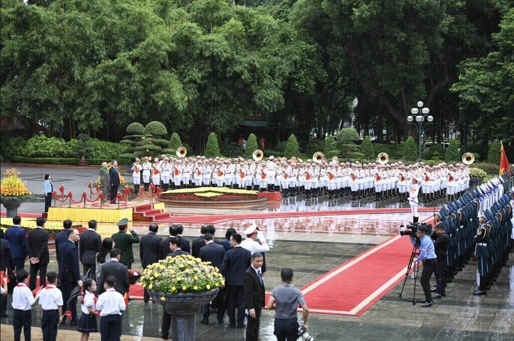 Lễ đón chính thức Tổng thống Timor-Leste. Ảnh: Hải Nguyễn