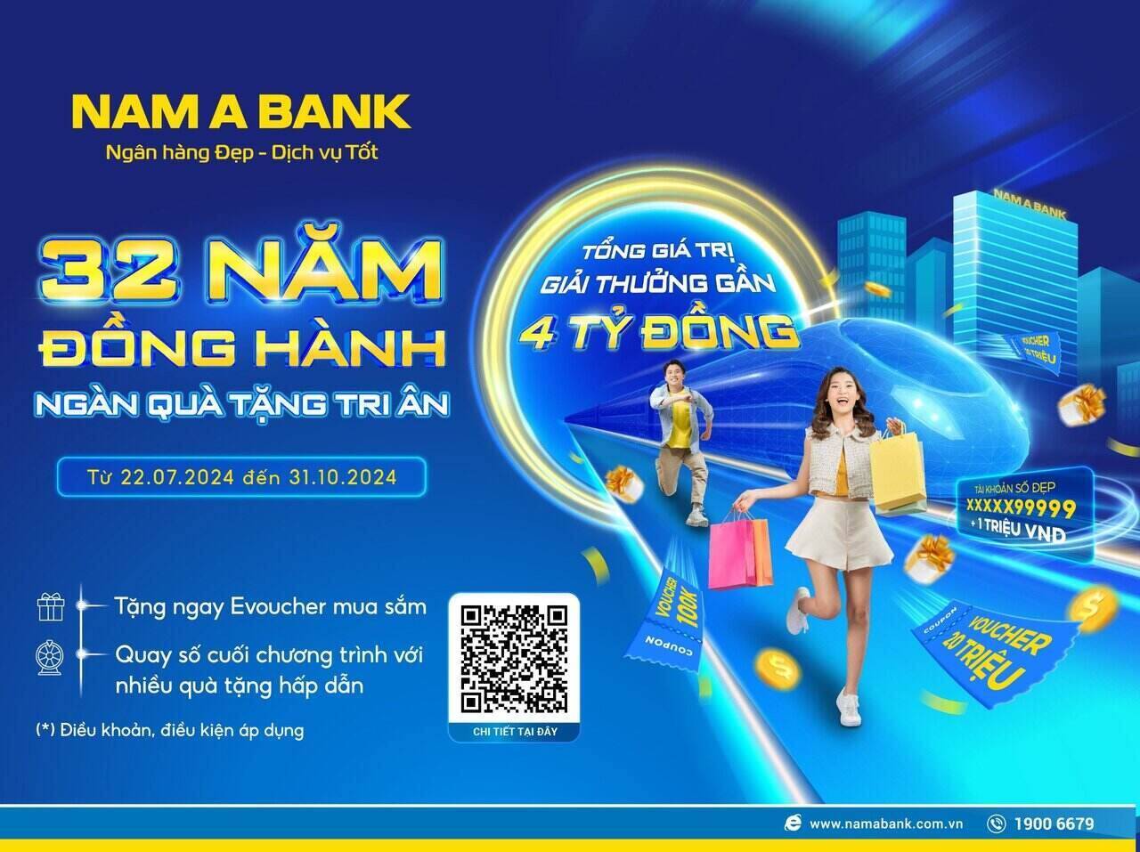 Kỷ niệm 32 năm thành lập, Nam A Bank tung ưu đãi trị giá lên đến 4 tỷ đồng.