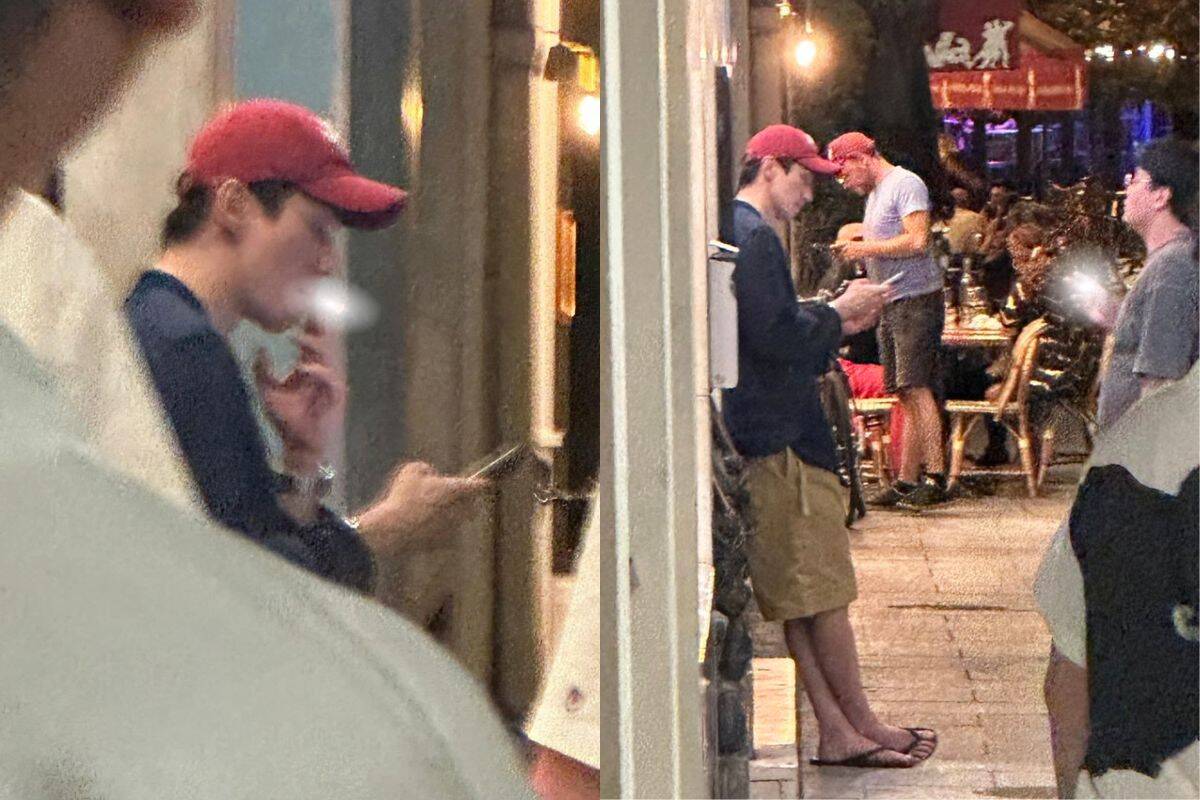 Lee Dong Wook smoking at a corner of a Paris street. Image: Twitter