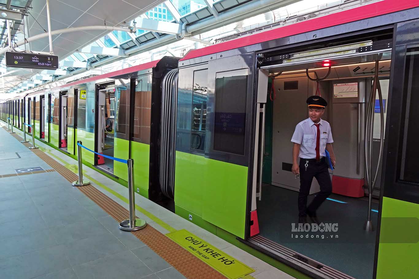 The train cars are spacious, unlike the crowded scene during peak hours.